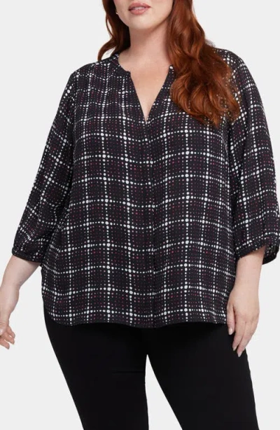 Nydj Semisheer Pintuck Blouse In Lattice Dots
