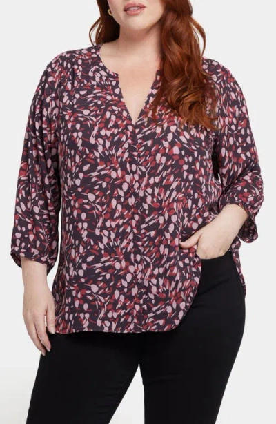 Nydj Semisheer Pintuck Blouse In Perla Plum
