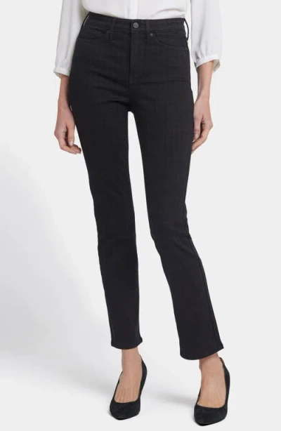 Nydj Sheri High Waist Slim Straight Jeans In Houndstooth Luxe Burnout