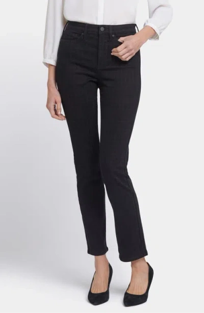 Nydj Sheri High Waist Slim Straight Jeans In Houndstooth Luxe Burnout