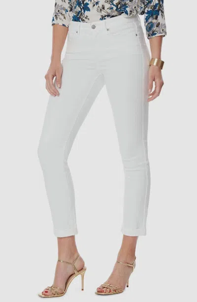 Nydj Sheri Jeans Women's Optic White Denim Cuffed Hem Skinny Leg Retro Red704