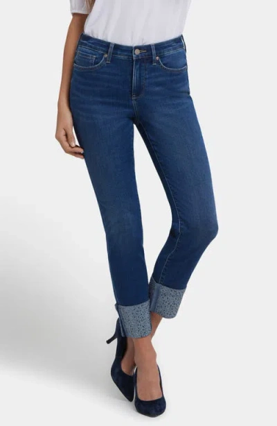 Nydj Sheri Rhinestone Cuff Ankle Slim Jeans In Blue
