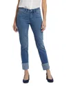 Nydj Sheri High Waist Stripe Cuff Slim Ankle Jeans In Costa Brava