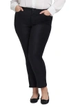 Nydj Sheri Slim Faux Suede Pants In Black Rinse