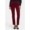Nydj Sheri Slim Fit Velvet Pants In Burgundy