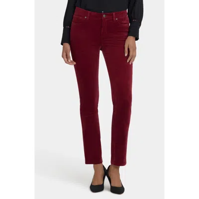 Nydj Sheri Slim Fit Velvet Pants In Burgundy