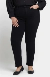 Nydj Plus Sheri Houndstooth Luxe Burnout Slim Jean In Black