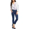 Nydj Sheri Womens Frayed Hem Denim Slim Jeans In Multi