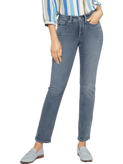 Nydj Sheri Womens Mid-rise Medium Wash Slim Jeans In Multi