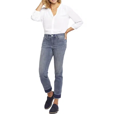 Nydj Sheri Womens Raw Hem Denim Slim Jeans In Multi