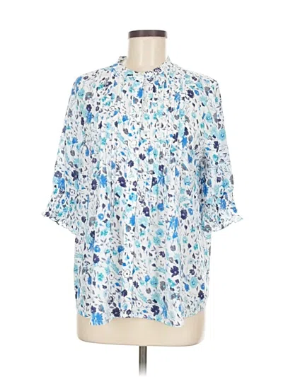 Pre-owned Nydj Short Sleeve Blouse In Blue