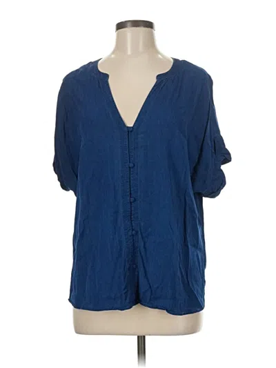 Pre-owned Nydj Short Sleeve Blouse In Blue