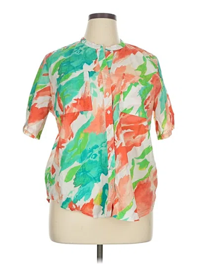 Pre-owned Nydj Short Sleeve Blouse In Green