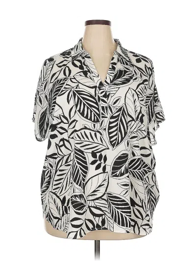 Pre-owned Nydj Short Sleeve Blouse In White