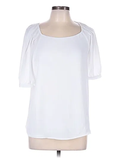Pre-owned Nydj Short Sleeve Blouse In White