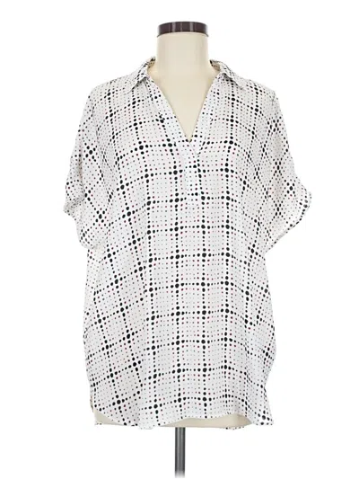 Pre-owned Nydj Short Sleeve Blouse In White