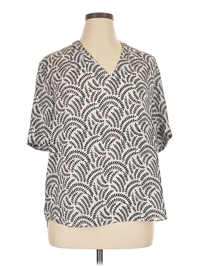 Pre-owned Nydj Short Sleeve Polo Shirt In Silver