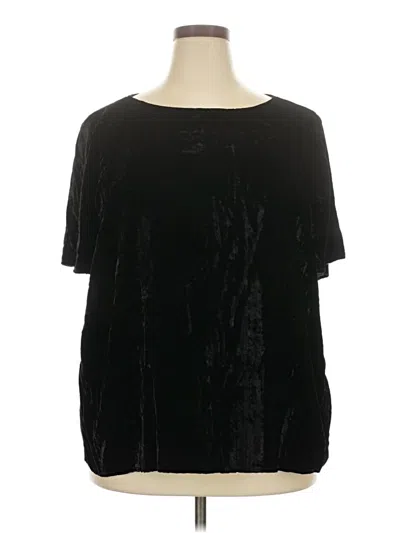 Pre-owned Nydj Short Sleeve Top Black Crew Neck Tops