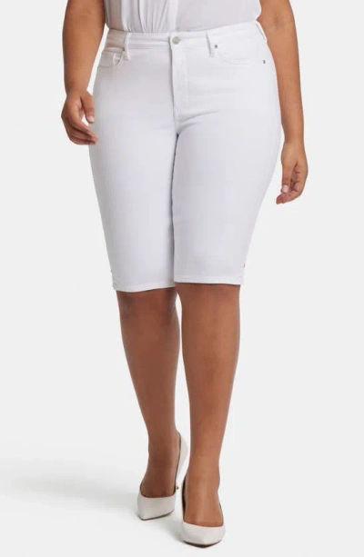 Nydj Side Slit Capri Bike Shorts In Optic White