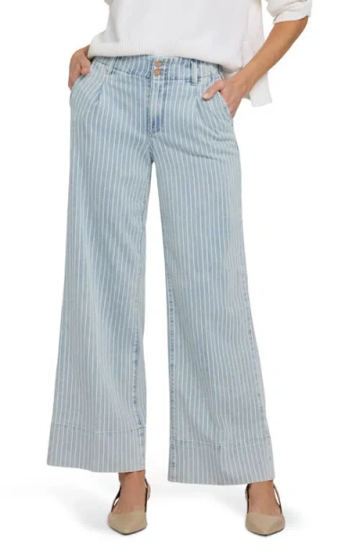 Nydj Simone Stripe High Waist Wide Leg Jeans In Blue