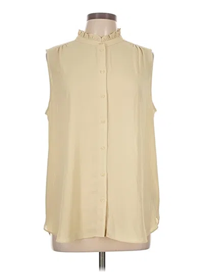 Pre-owned Nydj Sleeveless Button Down Shirt In Ivory