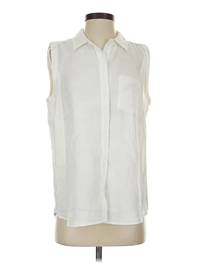 Pre-owned Nydj Sleeveless Button Down Shirt In Ivory