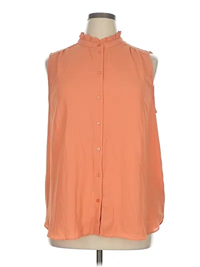 Pre-owned Nydj Sleeveless Button Down Shirt In Orange