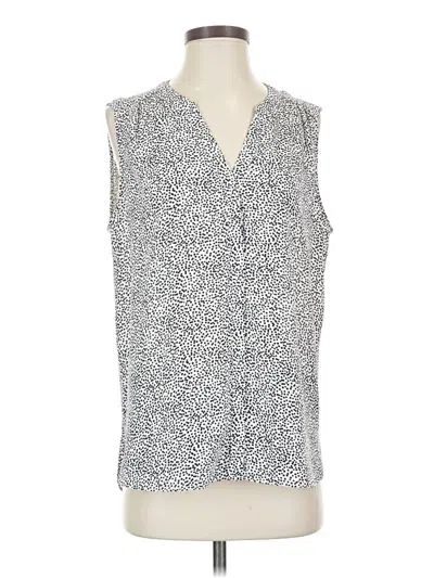 Pre-owned Nydj Sleeveless Button Down Shirt In Silver