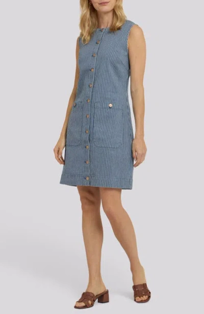 Nydj Sleeveless Denim Utility Dress In Blue
