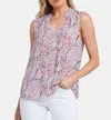 Nydj Gemma Sleeveless Smocked Neck Top In Pink