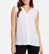 Nydj Sleeveless Pintuck Blouse In Optic White In White