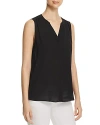 Nydj Print Pleat Back Sleeveless Split Neck Blouse In Black