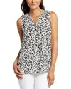 Nydj Print Pleat Back Sleeveless Split Neck Blouse In Gato