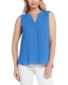 Nydj Print Pleat Back Sleeveless Split Neck Blouse In Greek Sea