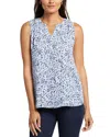 Nydj Print Pleat Back Sleeveless Split Neck Blouse In Hayward Hills