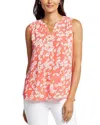 Nydj Print Pleat Back Sleeveless Split Neck Blouse In Magdalene