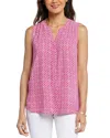 Nydj Print Pleat Back Sleeveless Split Neck Blouse In Micah