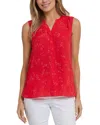 Nydj Print Pleat Back Sleeveless Split Neck Blouse In Valentina