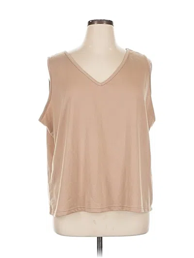 Pre-owned Nydj Sleeveless Top Tan V Neck Tops In Brown