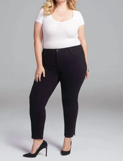Nydj Slim Straight With Side Slits Ankle Jeans In Black