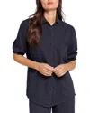 Nydj Smocked Sleeve Denim Shirt In Blue