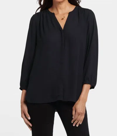 Nydj Solid Pintuck Blouse In Black