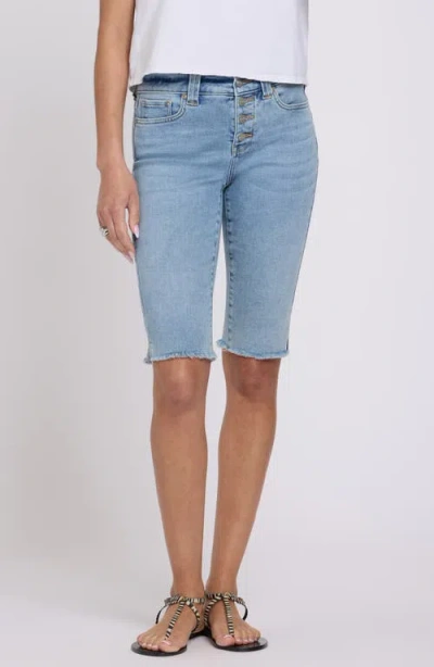 Nydj Sophie Bike Fray Hem Denim Shorts In Blue