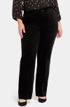 Nydj Straight Leg Velveteen Trouser Pants In Black