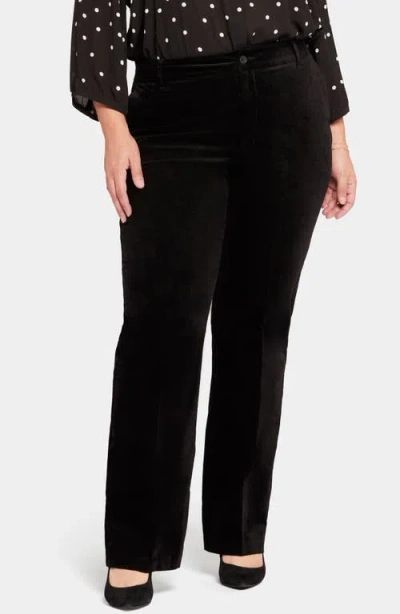 Nydj Straight Leg Velveteen Trouser Pants In Black