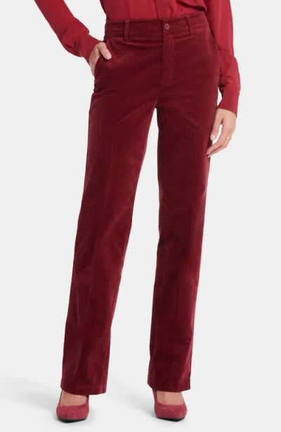 Nydj Straight Leg Velveteen Trouser Pants In Wild Currant