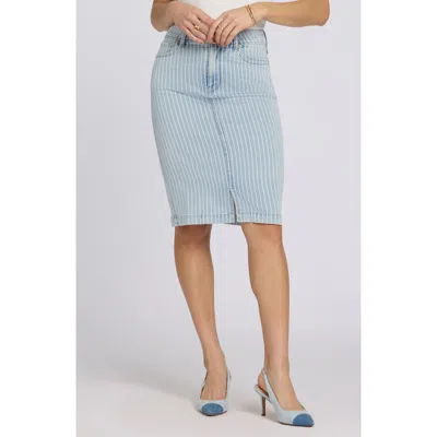 Nydj Stripe High Waist Denim Skirt In Blue