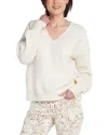 Nydj Sweater Women's White Stretch V-neck Long Sleeve Pullover Cozy Jdm694 In White