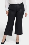 Nydj Plus Bailey Womens Stretch Denim Straight Leg Jeans In Black Coated
