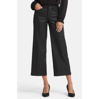 Nydj Teresa Coated High Waist Wide Leg Ankle Jeans In Black Coated